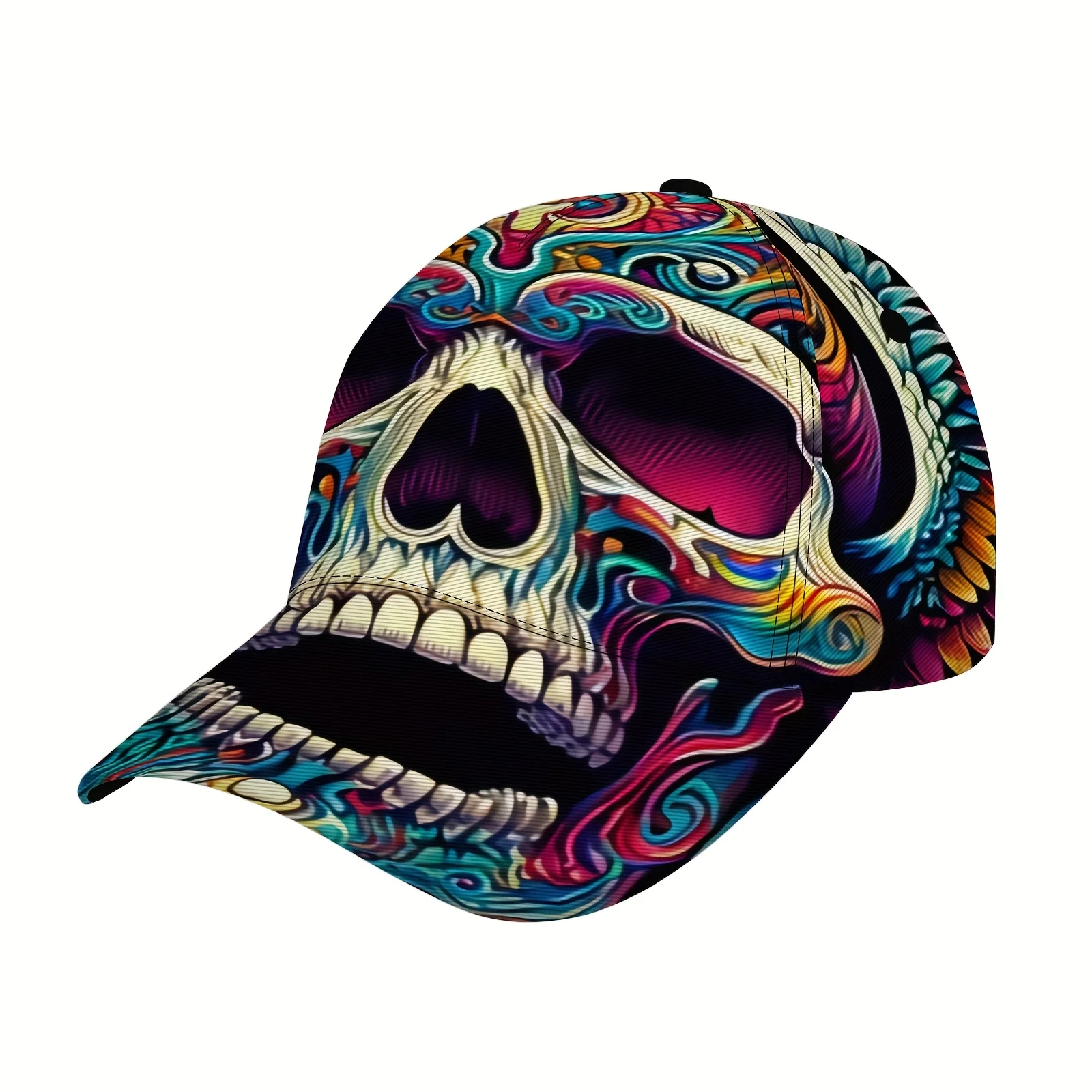 Hip-Hop-Baseballkappe mit Totenkopfmuster, einzigartiges Street-Style-Design, verstellbare Sport-Kopfbedeckung, modisches Accessoire, Weihnachtsgeschenk