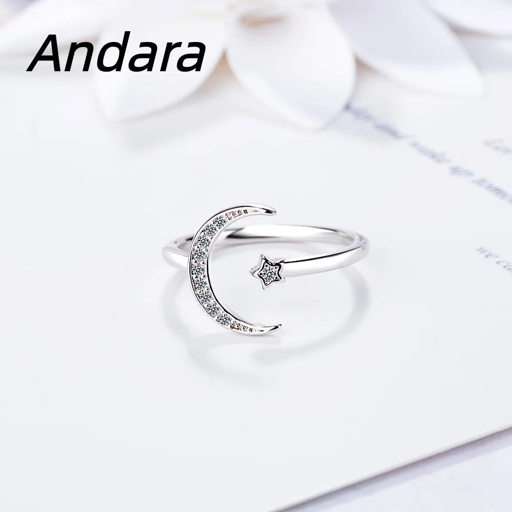 925 Sterling Silver Ring Star Moon Girls Ring Elegant Simple Fashion Network Celebrity Engagement Birthday Party Gift Jewelry