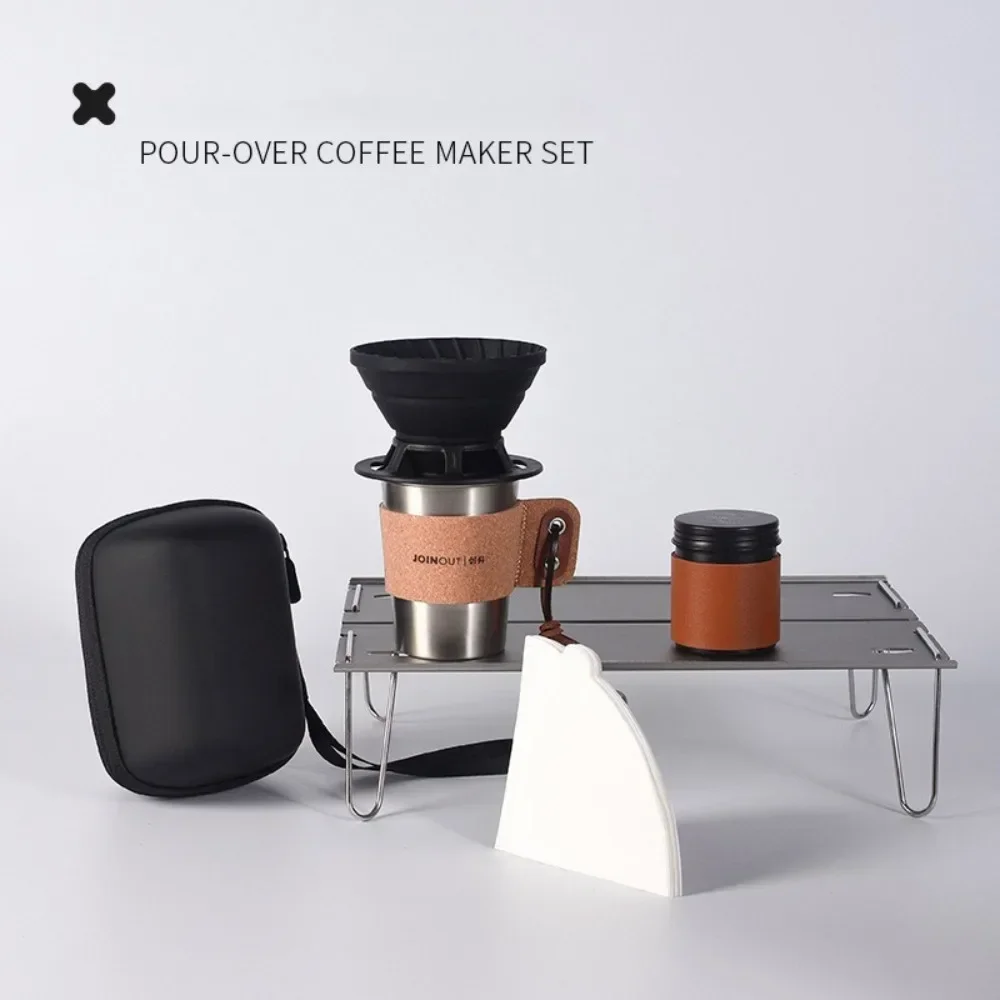 300ml Pour-over Coffee Set Stainless Steel Outdoor Manual Brewing Coffee Set Portable Outdoor Camping Entry Set Gift Coffeeware