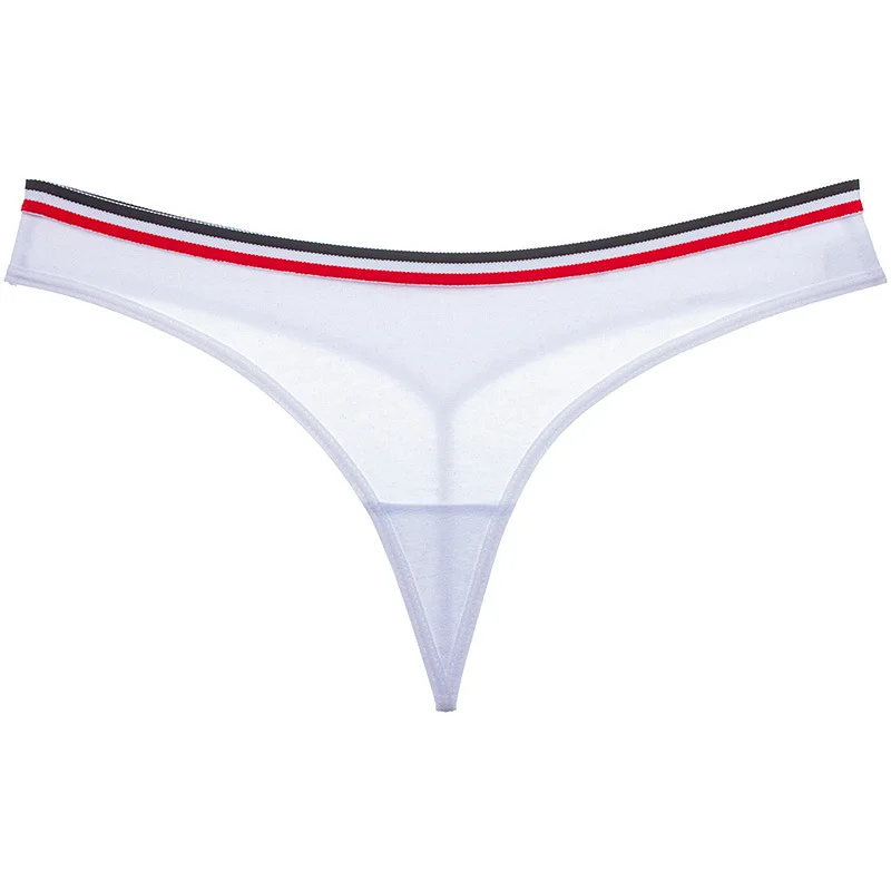 Farbblockierter Gestreifter Nahtloser Damen-String Atmungsaktive Baumwoll-T-Pants Einfarbiger G-String Dessous