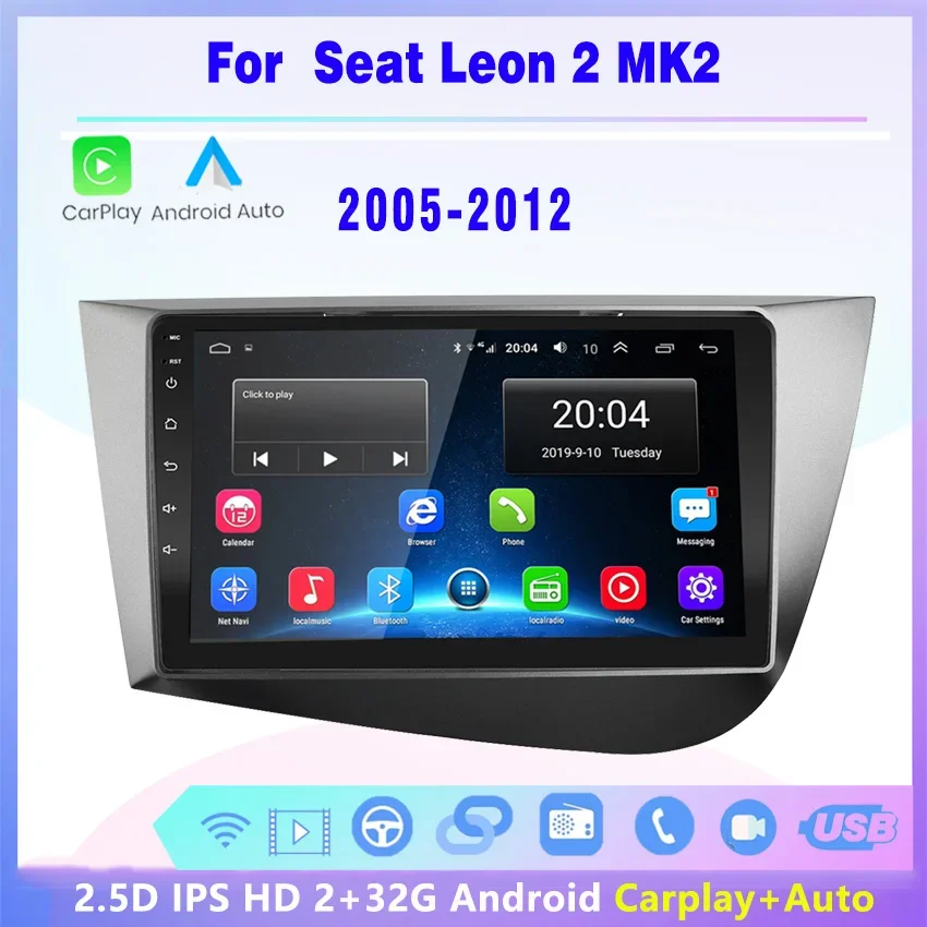 

2Din Android Car Radio GPS Stereo Multimedia Player Carplay WIFI BT 2+32 For seat Leon 2 2005-2012