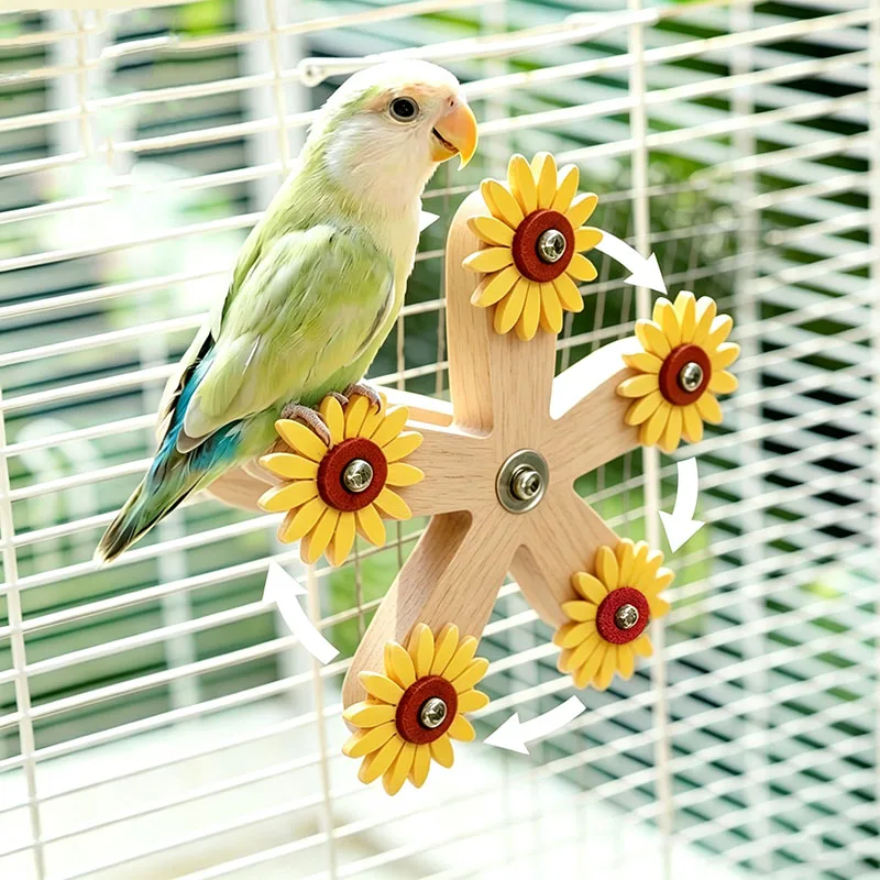 Juguete Interactivo para Loros, Juguete Masticable para Jaula de Pájaros, Dispensador Giratorio de Premios para Estimulación Mental y Entretenimiento