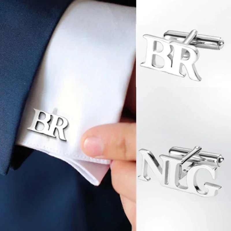 

Custom Stainless Steel Name Cufflinks Letter Initials Cufflinks Groom Wedding Buttons Men Gift Jewelry Engraved Name Cuff Clips