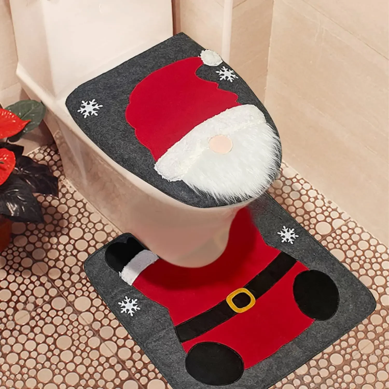 5 PCS Christmas Decoration Supplies Faceless Old Man Gnome Toilet Two Piece Set Bathroom Creative Arrangement Dress Up Items