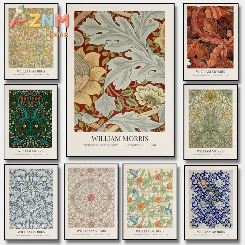 1pc William Morris Vintage Floral Poster Victorian Abstract Botanical Art Canvas Painting Room Home Bedroom Decor Perfect Gift