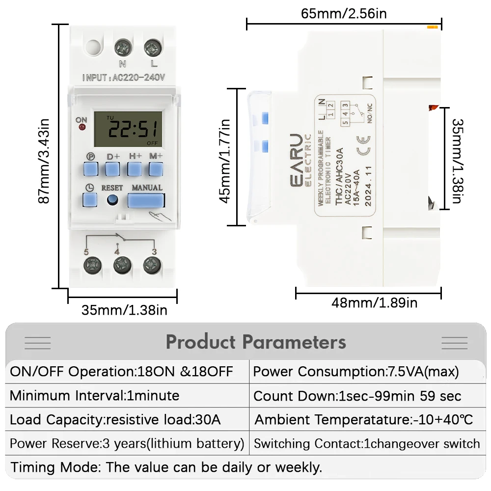 THC15A New type Din Rail 2 wire Weekly 7 Days Programmable Digital TIME SWITCH Relay Timer Control AC 220V 230V 12V 24V 48V 16A