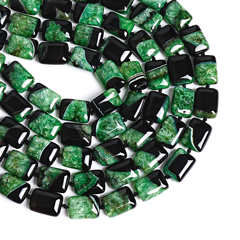 Premium 20x15mm Green Agate Cube Beads Chunky Square Natural Dyed Gemstone Spacer Beads for Bracelet Necklace Crafting