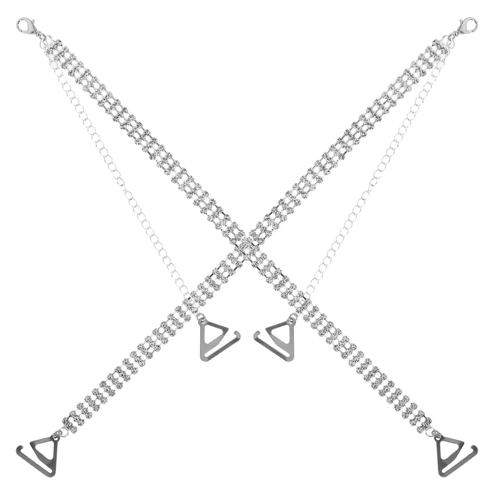 

1 Pair Rhinestone Bra Straps Women'S Metal Decorative Shoulder Chains For Dresses Bridal Gowns Wedding Dress Straps Shiny