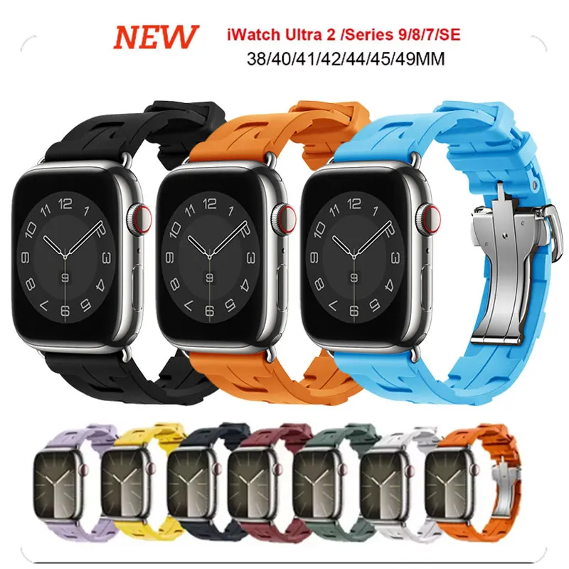 جولة كليم فردية لساعة أبل ، سوار سيليكون ، سوار iWatch Series 9 ، SE ، 3 ، 5 ، 6 ، 7 ، 8 ، Ultra 2 ، 44 حزام ، 40 ، 49 ، 45 ، 41 ، جديد