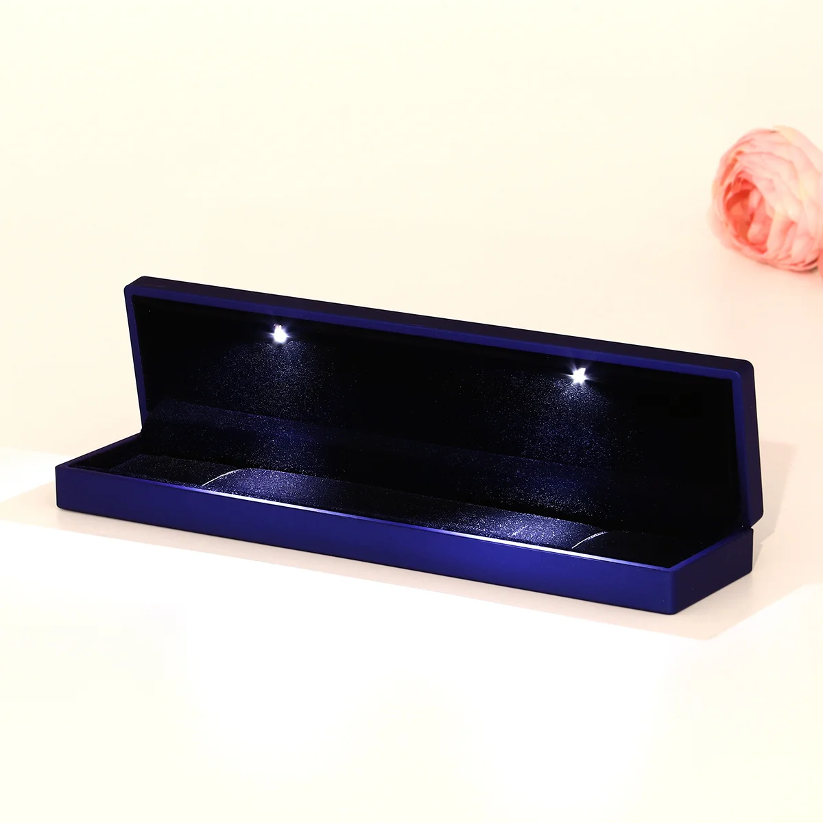 LED Lighted Jewelry Gift Box Blue Delicate Chic Design Scratch Wear Resistant Premium Material Refined Craftsmanship Necklace