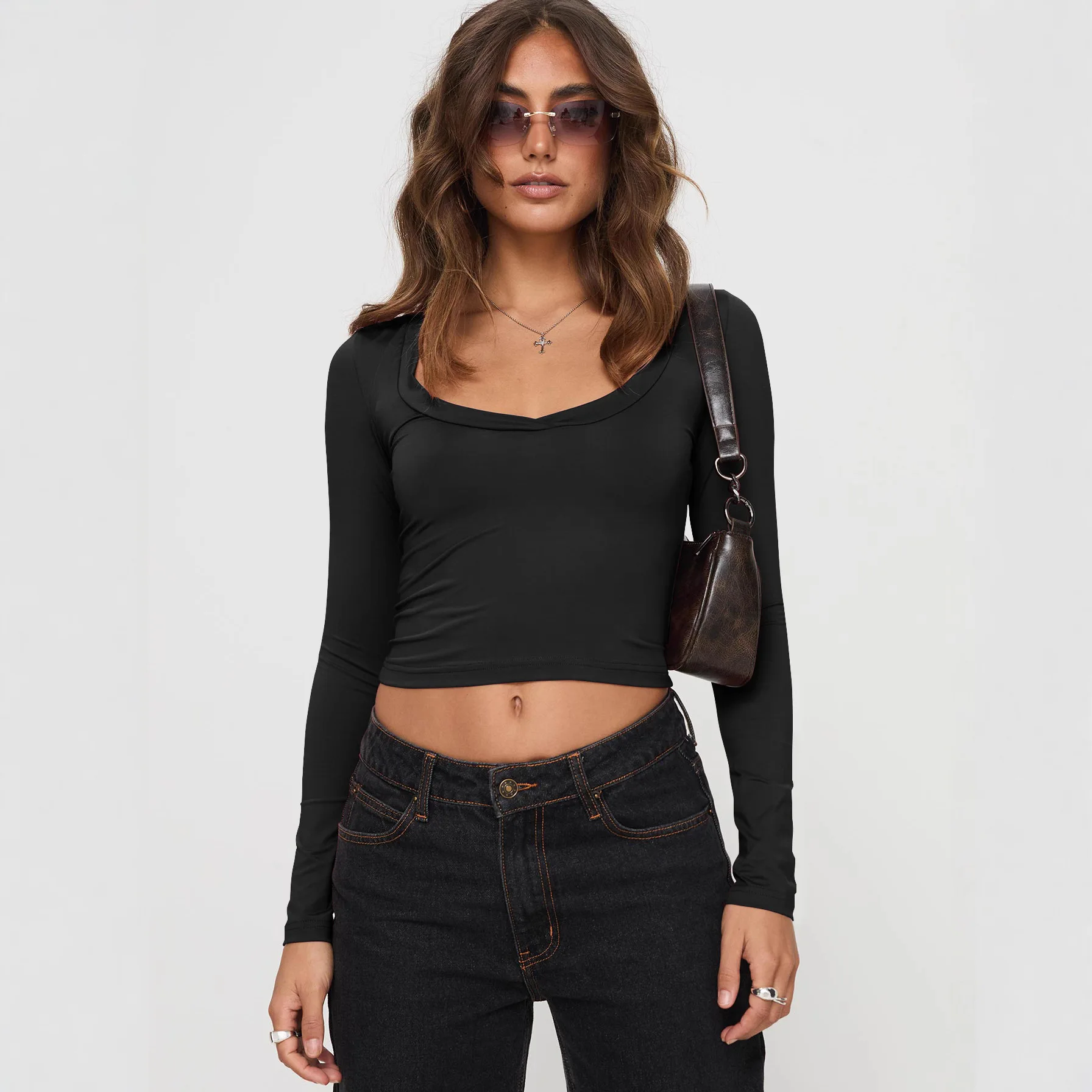 

Slim Fit ort Top Женская футболка Y2K Sle Design Sensual Girl Pure Desire oulder Level ort Sve Трикотажная повседневная одежда