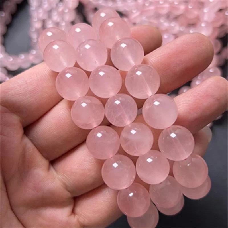 Wholesale Pink Rose Powder crystal Quartz Natural Stone Streche Bracelet Elastic Cord Pulserase Jewelry Beads Lovers woman Gifts