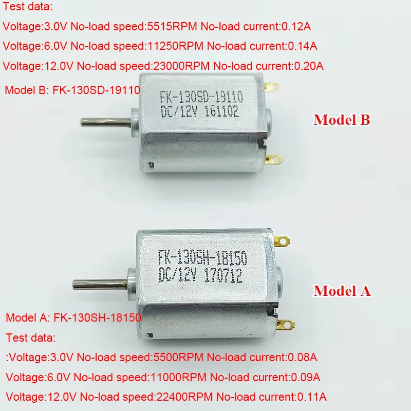 Mini FK-130SH-18150 FK-130SD-19110 D Shaft Micro 130 Motor DC 6V 9V 12V High Speed Carbon Brush Micro 20MM Electric Motor