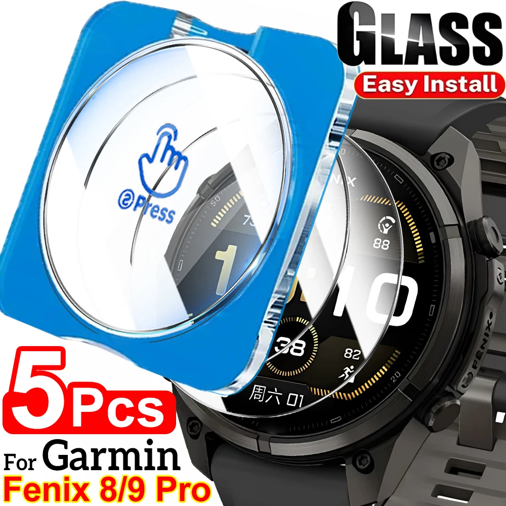HD Screen Protector for Garmin Fenix 8 9 Pro Fenix9 43mm 47mm 51mm AMOLED 9H Tempered Glass with Auto-alignment Easy Install Kit