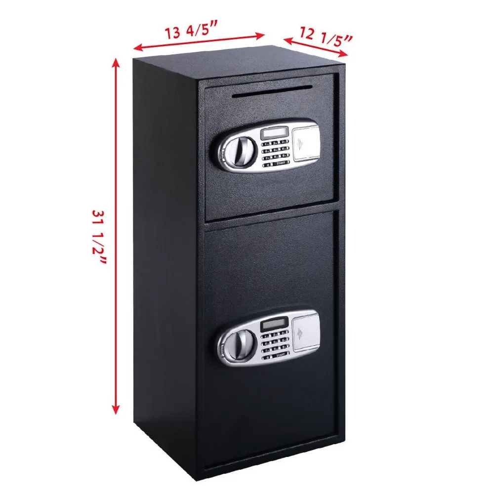Double Door Digital Safe Depository Drop Box Safes Cash Office Security