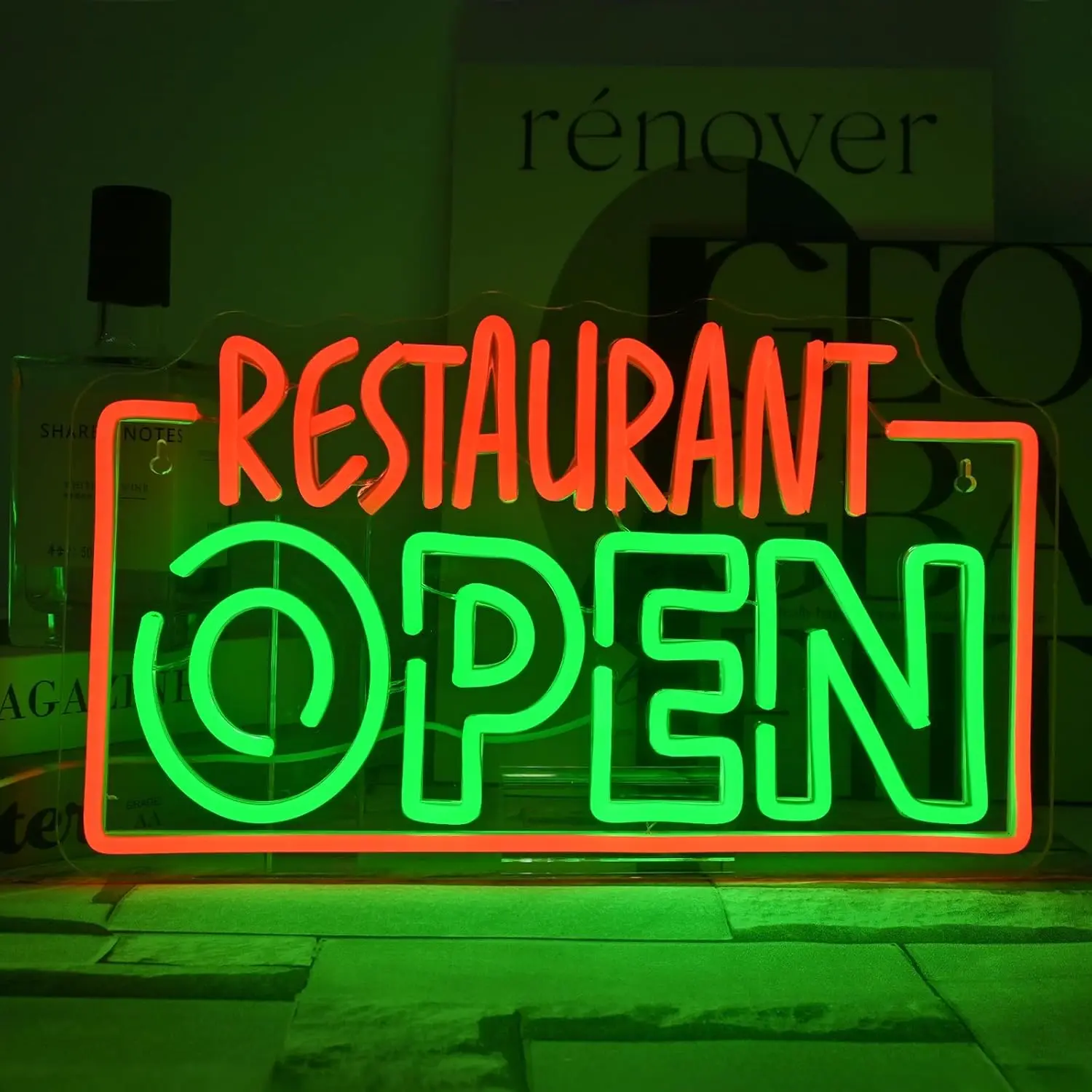 

Restaurant Open Neon Sign USB Dimmable Light Up Neon Sign Wall Decor for Snack Shop Fast Food Kitchen Open Sign