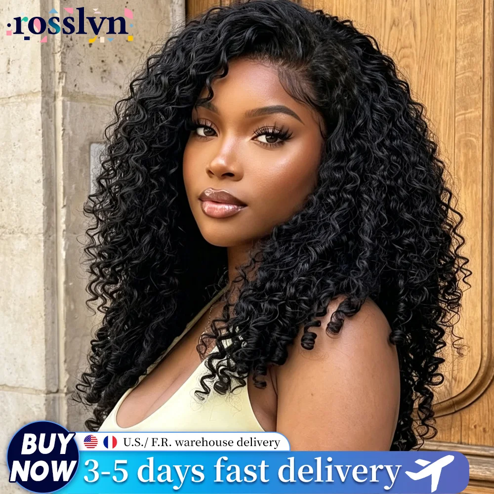 38 Inch Upgrade 3 IN 1 Half Wig With Drawstring Seamless Clip Ins Flip Over Burmese Curly Wig Half Wig Full Machine Made 200% Density Curly Half Wigs for Women Hair