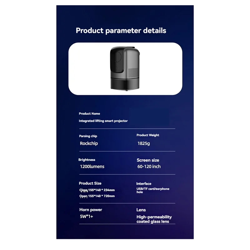 Projetor ELETO compatível com Android 11 4K 1920X1080p TS-1 Dual Wifi 260ANSI BT5.0 Cinema Projetor externo TS-1