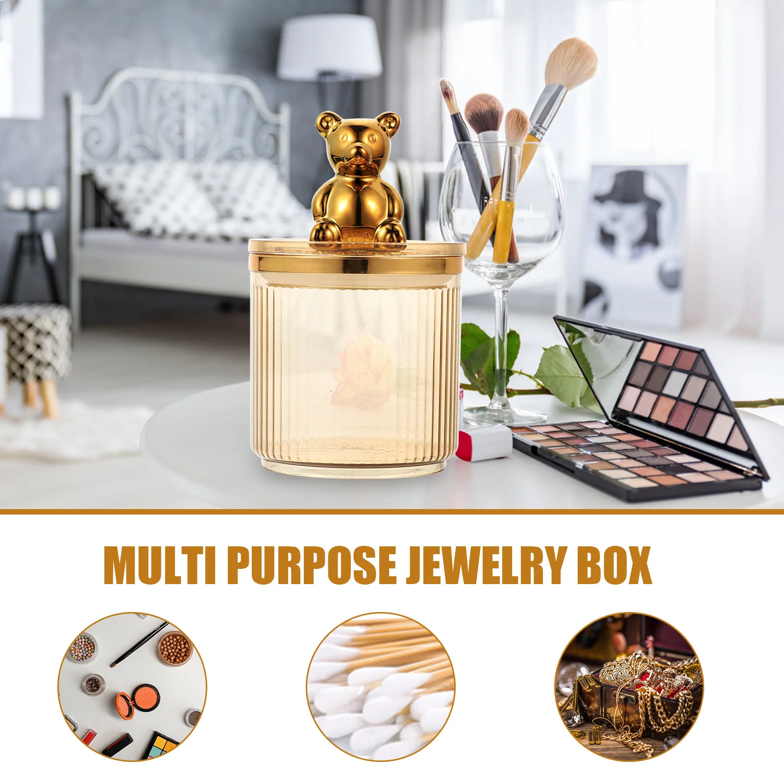 

Large Bear Handle Storage Can Cartoon Design Airtight Makeup Remover Pad Holder Grain Coffee Food Storage Jar Kitchen Container