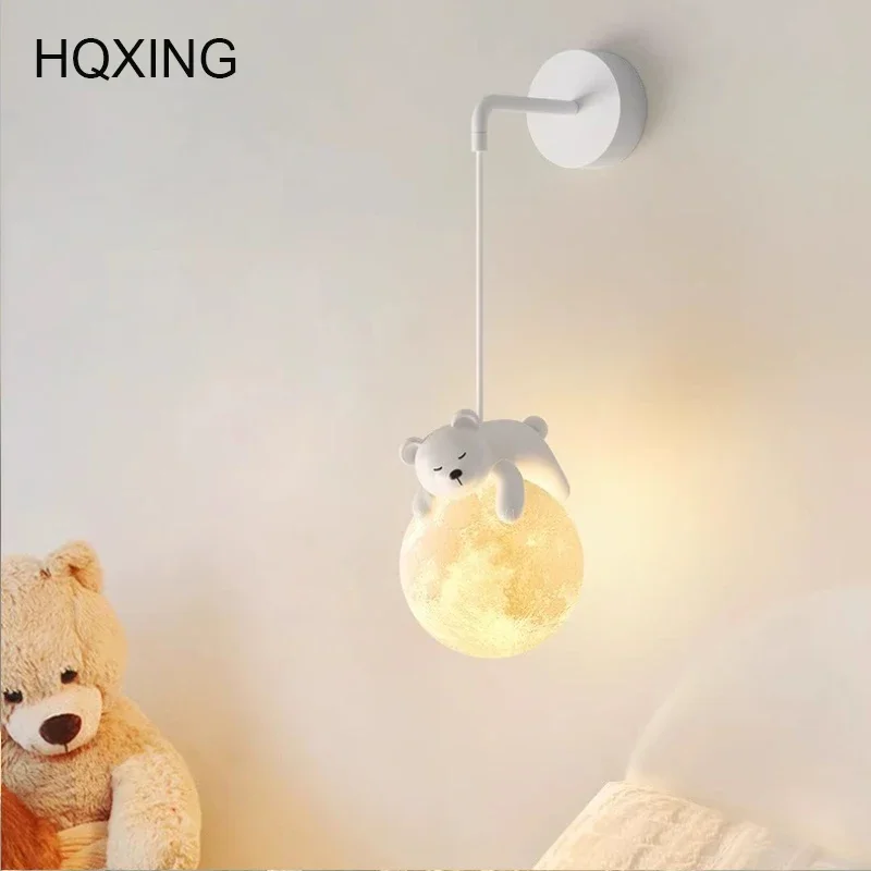 

Cute Children's Room Bedside Wall Lamps Bear Rabbit Lamp Nordic Simple Boy Girl Bedroom Baby Room Decor Wall Lights