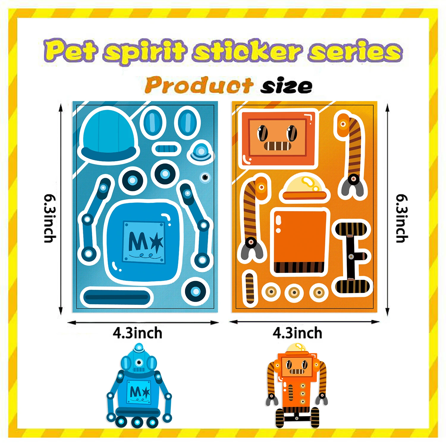 8/16/32pcs Make Your Own Robot Puzzle Sticker Make a Face DIY Creative Funny Educational Toys For Kids Reward Gift﻿