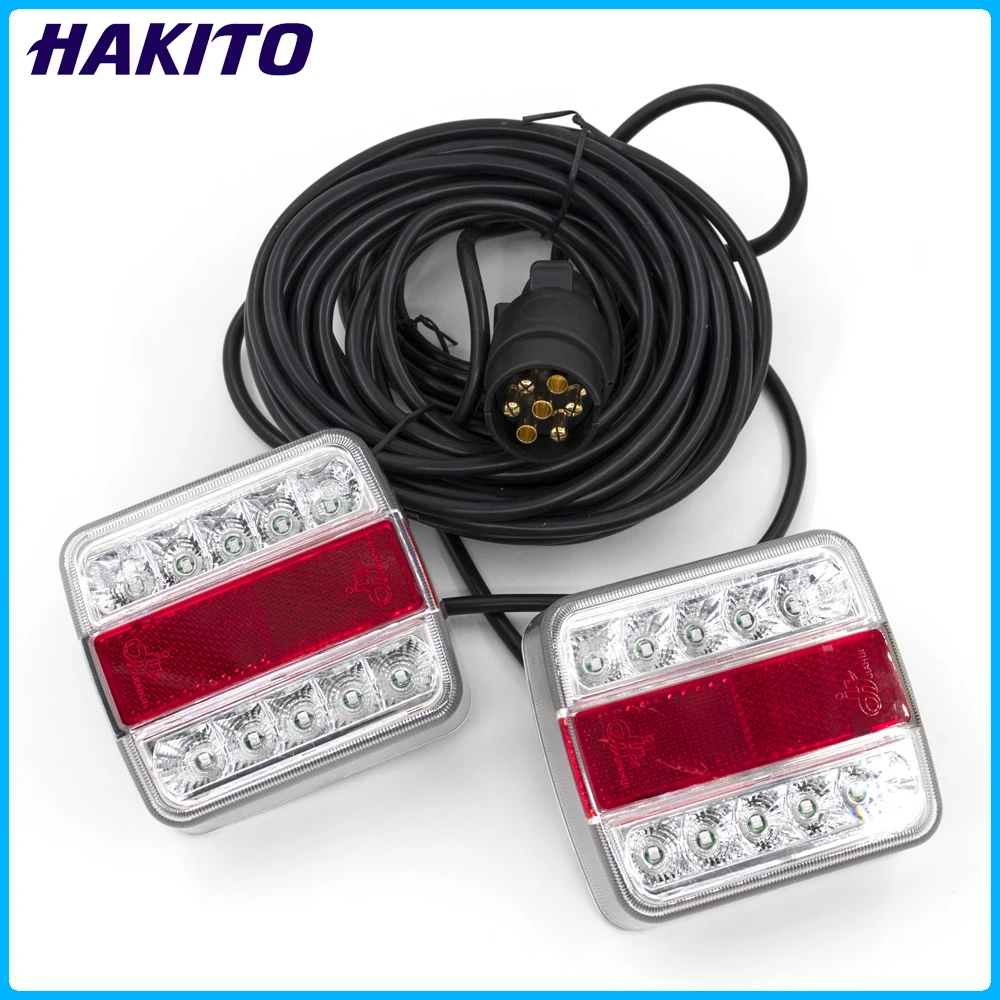 

1 Set 12V 7.5m+2.5m Cable 7 Pin Rear Towing Trailer Tail Light Universal Waterproof Brake Light Stop License Number Plate Lamp