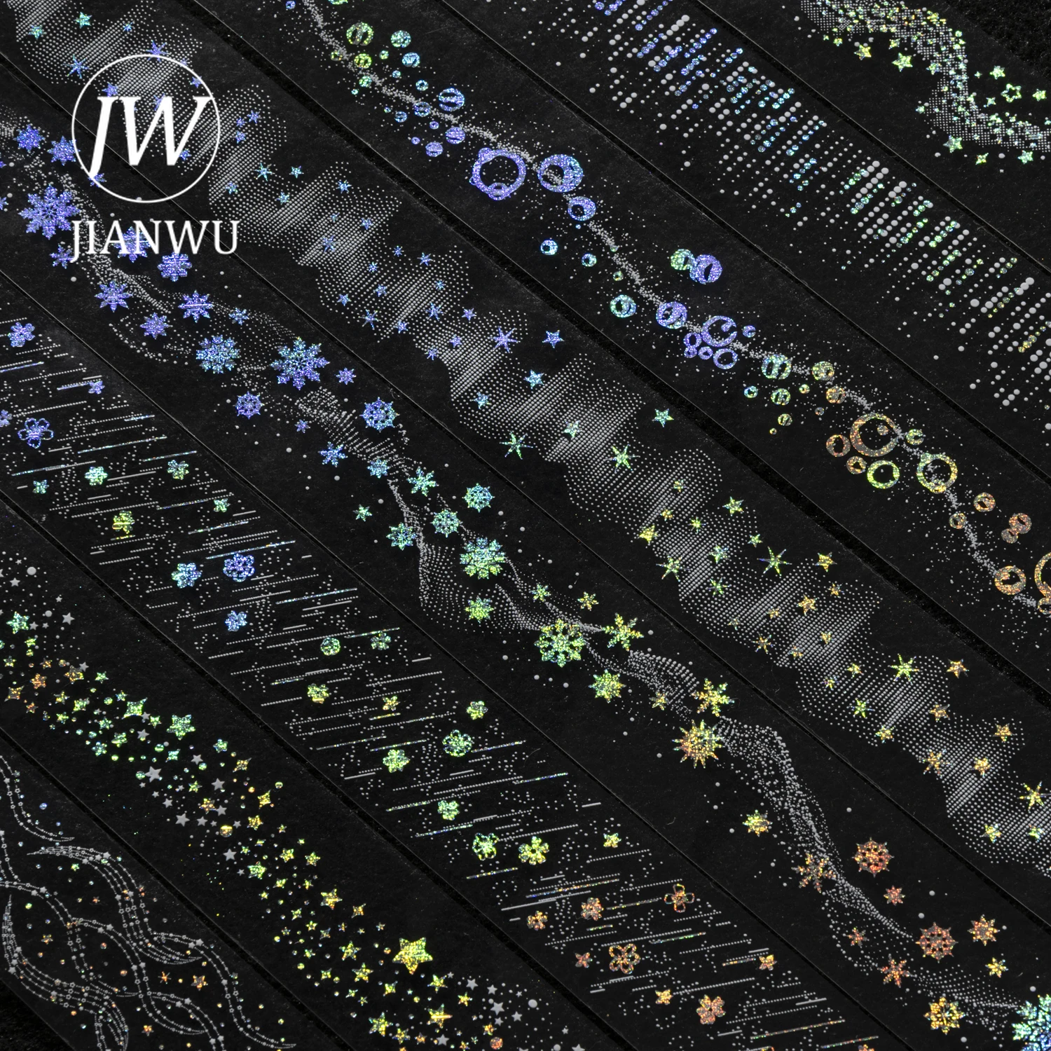 

JIANWU When The Stars Shine Series Vintage Star Snowflake Landscape Material Collage PET Tape Creative DIY Journal Stationery