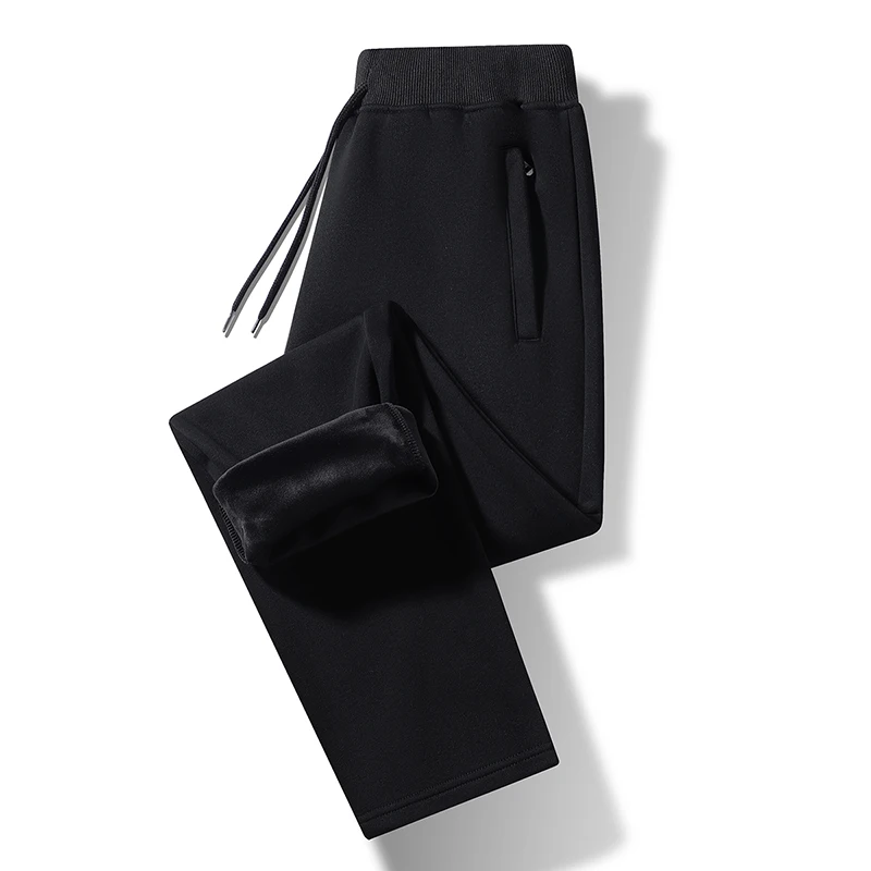 

Spring Autumn Winter Sports Pants Men's Leg Tight Cotton and Velvet Thick Warm Casual Pants Large Straight Leg Bathroom Pants