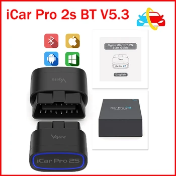 2024 Vgate iCar Pro 2S بلوتوث 5.3 Obd2 الماسح الضوئي التلقائي ELM327 أداة تشخيص obdii تشخيص لنظام iOS/أندرويد/ويندوز
