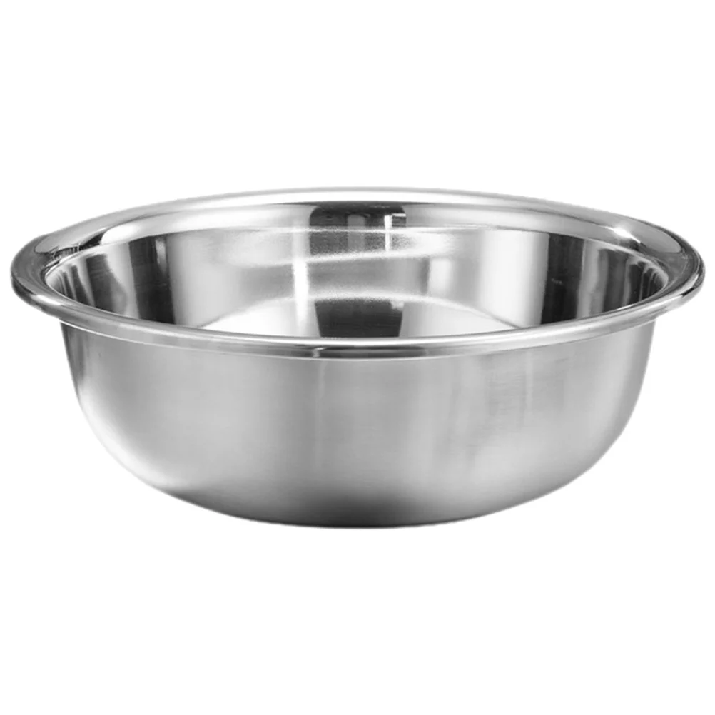 Thick Stainless Steel Basin Large Multi-Function Kitchen Vegetable Fruit Washing Storage Mixing Bowl Anti-Slip Flat Bottom