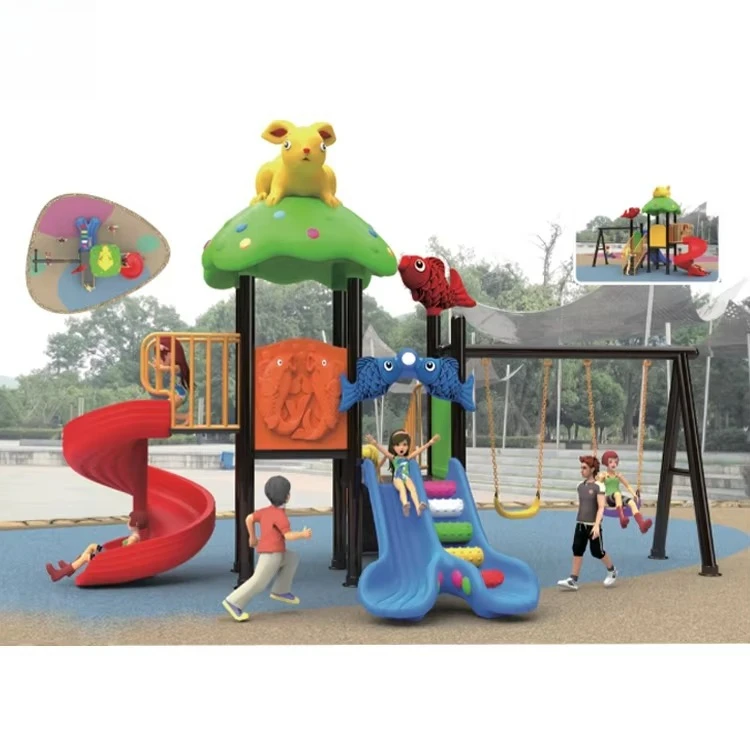 New Design Amusement Park Playground Interesting Comfortable Kids Outdoor Playground Equipment Play Set Plastic Slide with Swing