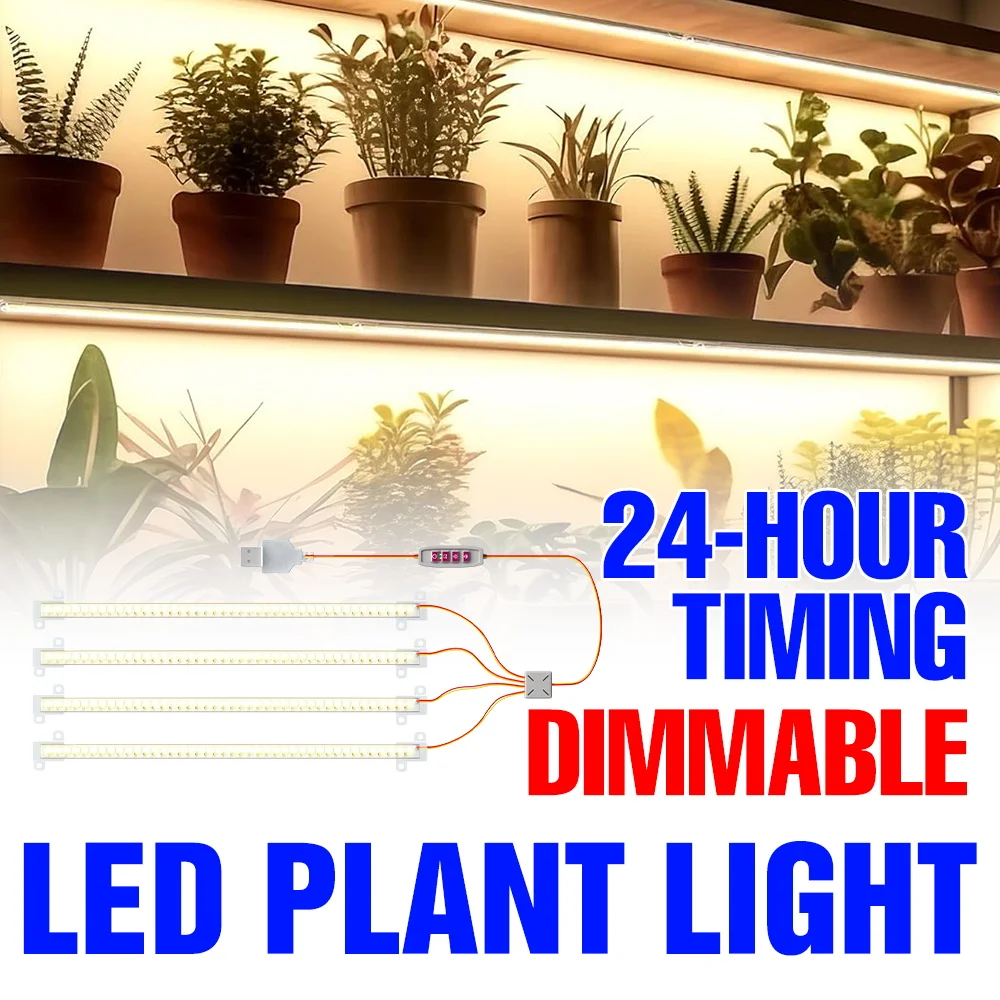 

Светодиодный фитосветильник полного спектра 5В для выращивания растений в помещении, теплицах, гроубоксах, для рассады, гидропоники, в горшках, для дополнительного освещения