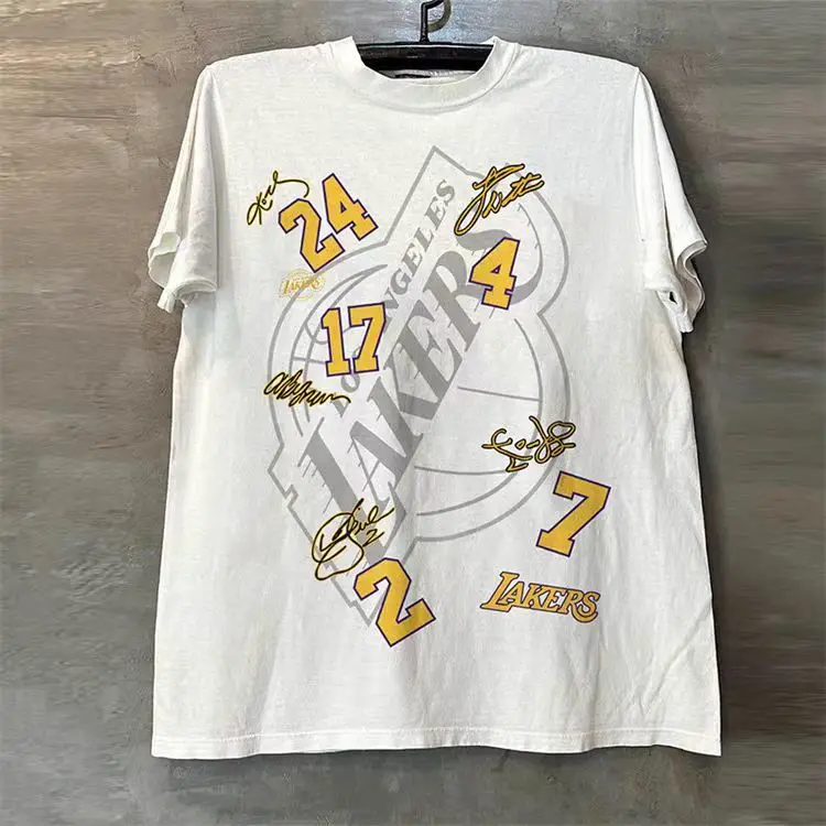 

American High Street Basketball Sports Style Oversize High-end Short-sleeved Men's and Women's Summer Cotton T-shirt Top Casual