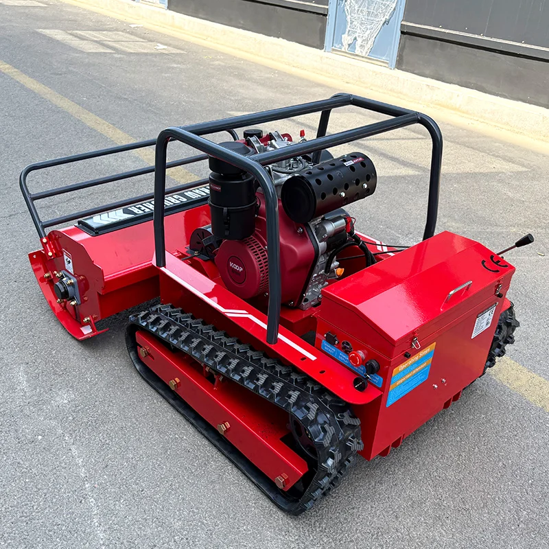 Customized Factory Supply CE Mini Garden Orchard Crawler Remote Control Lawn Mower With Electric Start