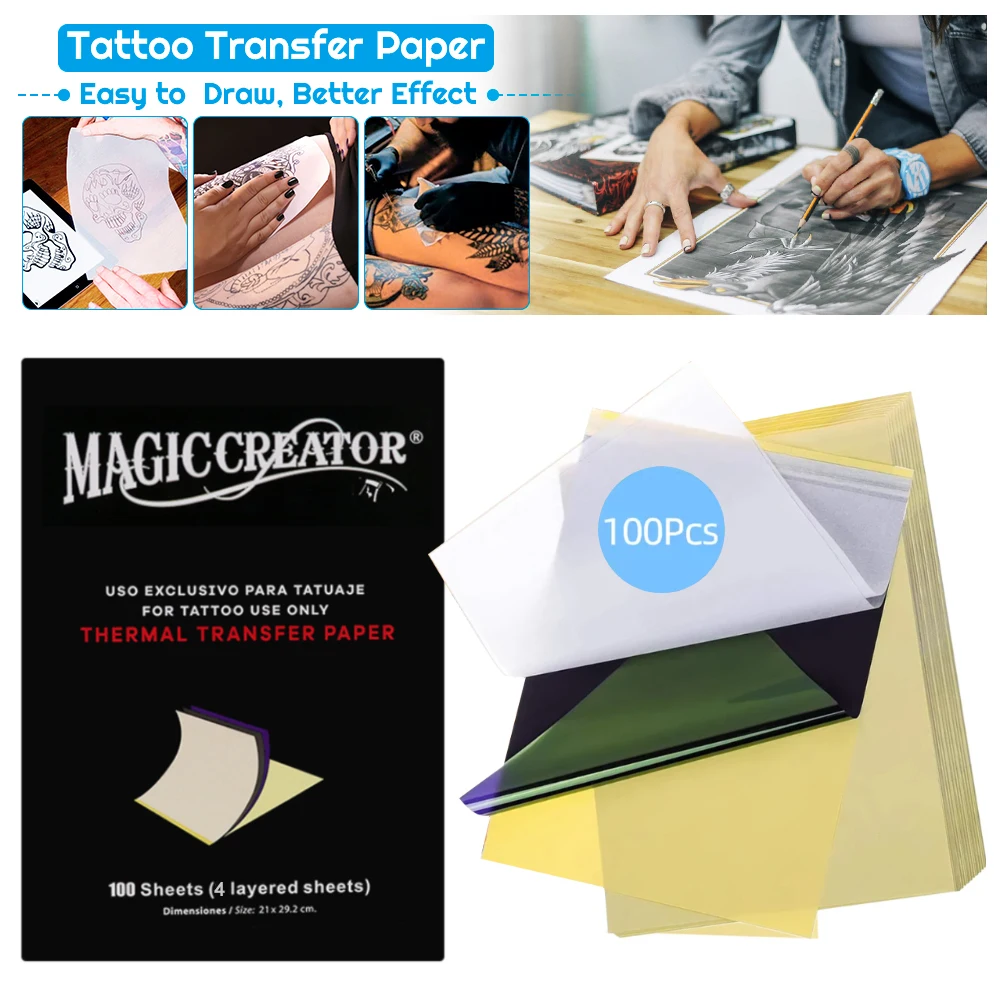 

100/20Pcs Tattoo Transfer Paper 4 Layers HD Thermal Tattoo Stencil Paper for Tattoo Stencil Printer and Freehand Drawing Size A4
