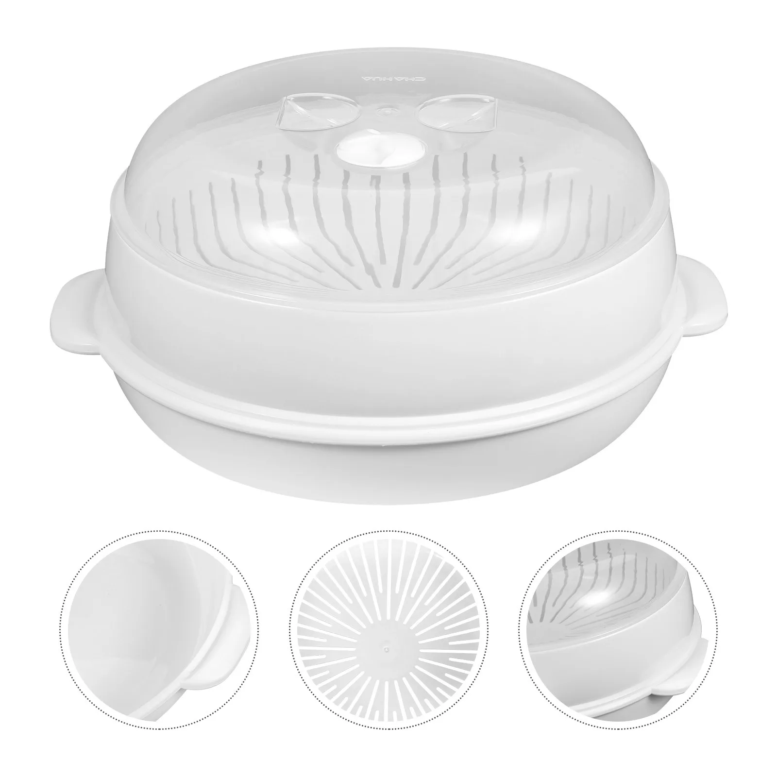 

Microwave Steamer Plastic Kitchen Cooking Tool Reusable Safe Heat Resistant Evenly Heated for Rice Eggs Vegetables Meat