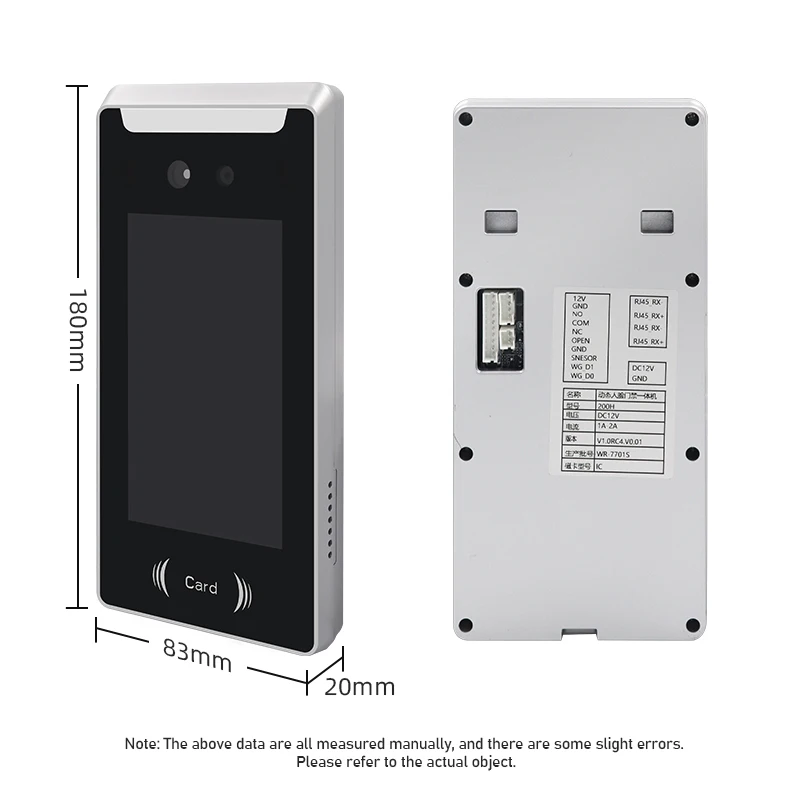 Biometric Dynamic AI Face Recognition Terminal Time Attendance Access Control System