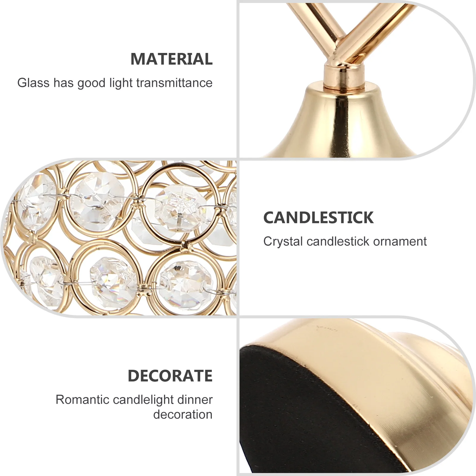 

Metal Holder Home Tabletop Ornament Artistic Design Romantic Crystal Candlestick Banquet Decor Dinner Party Wedding