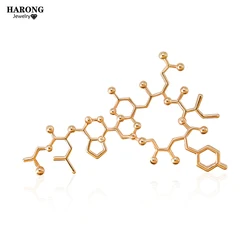 Trendy Medical Oxytocin Lapel Pin Gold Color Enamel Pin Nurse Doctor Student Jewelry Alloy Pin Party Daily Clothing Accessories