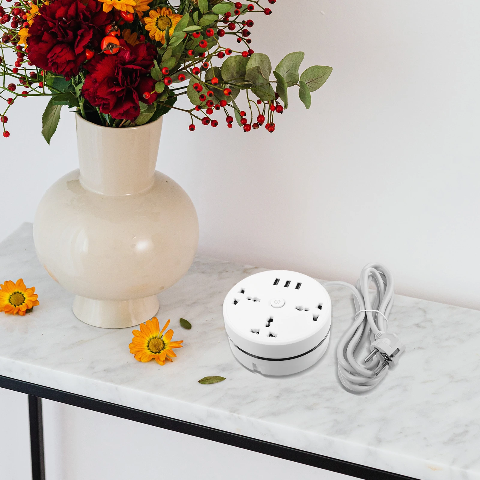 

Multifunctional Power Strip Desktop Socket Board Over Voltage Protection Portable Extension Outlet for Travel Office PVC