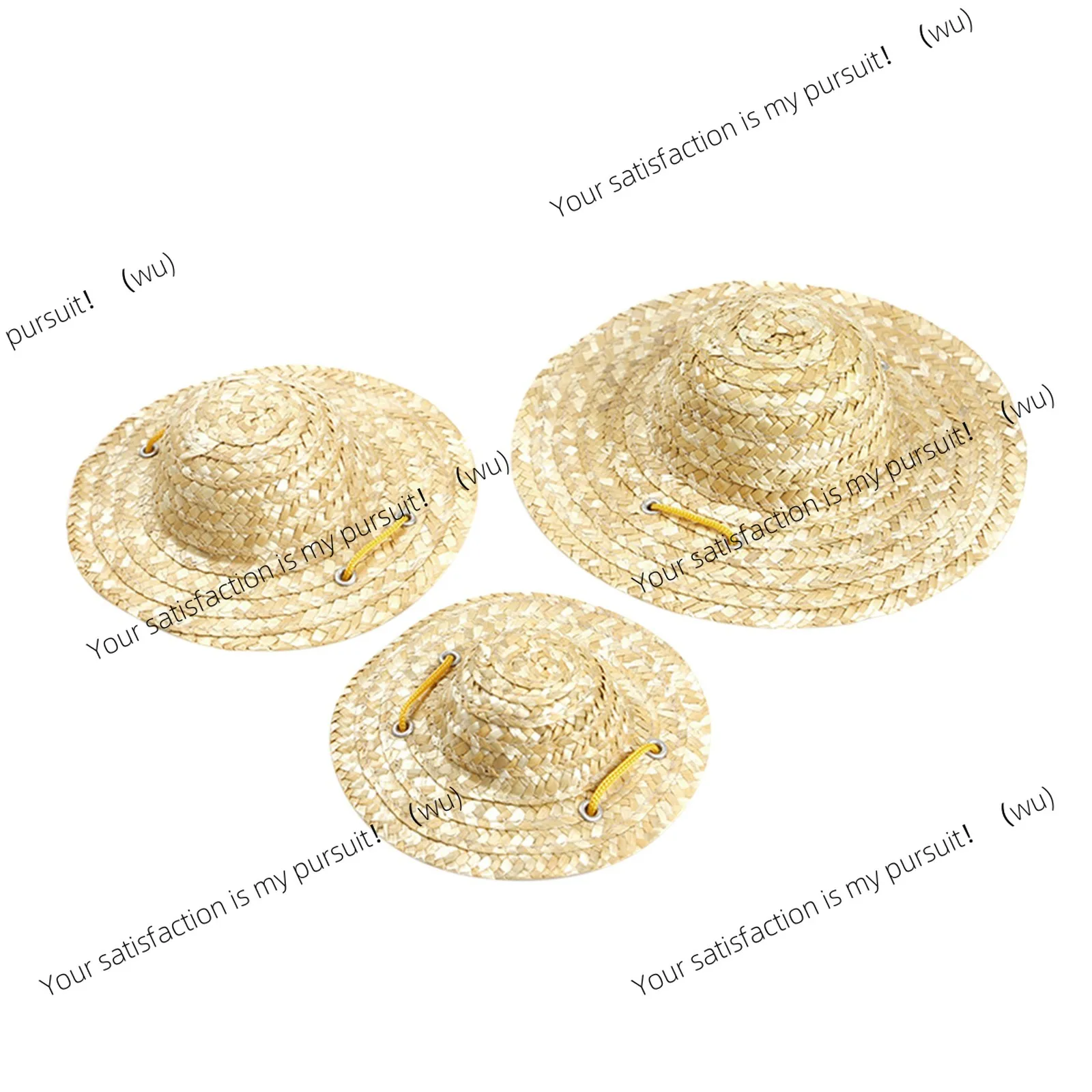 Pet Sombrero Straw Hat Summer Sun Hat Adjustable Hawaii Garden Sun Bucket Cap Beach Hat For Puppy Small Dogs Cats Size S M L