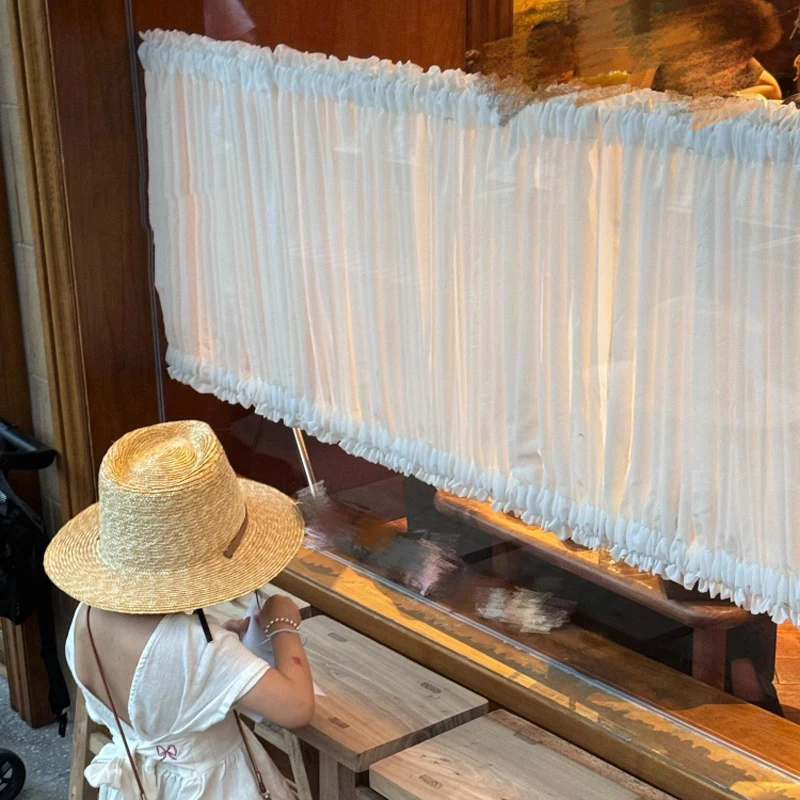 

French White Sheer Window Curtain Light Filtering Semi Sheer Curtains Door Elegant Basic Rod Pocket for Bedroom Living Room Home