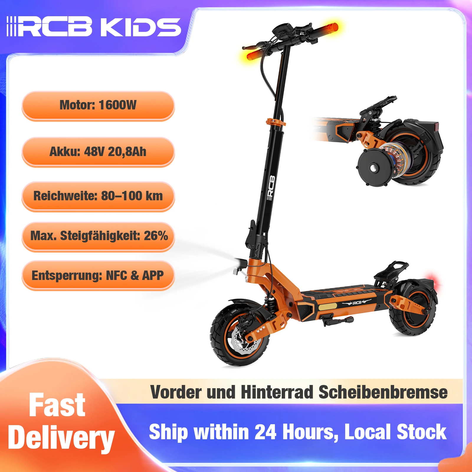 Faltbarer E-Scooter für Erwachsene mit ABE NFC 48V 500W 20,8 Ah 27 Ah 10 Zoll Vorder- und Hinterradfederung 80-130 km Reichweite D7 D7 PRO RCB KIDS
