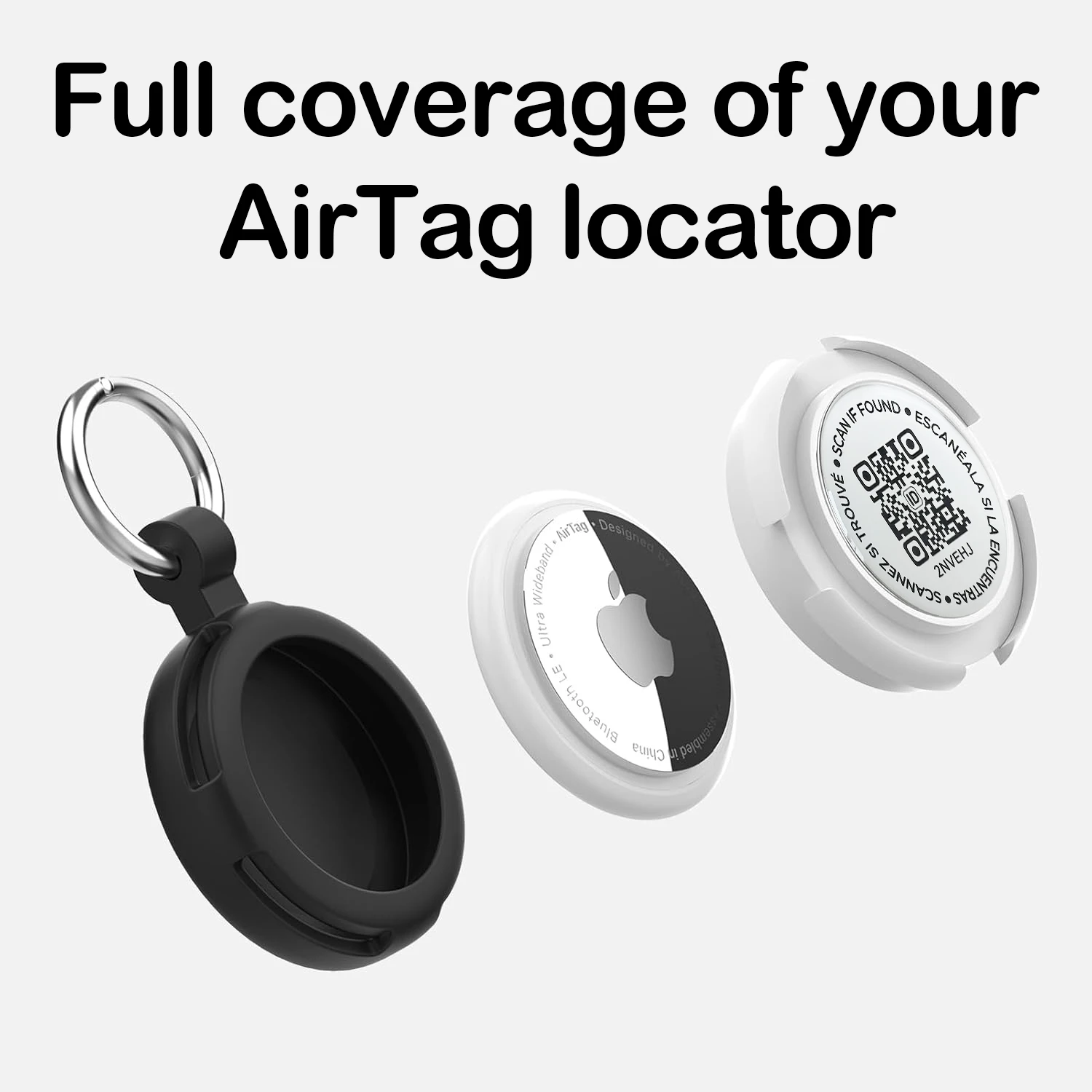 AirTag Case Keychain, IPX8 Waterproof Air Tag Holder with QR Code Silicone AirTags Cases GPS Item Finders Pet Dog Accessories