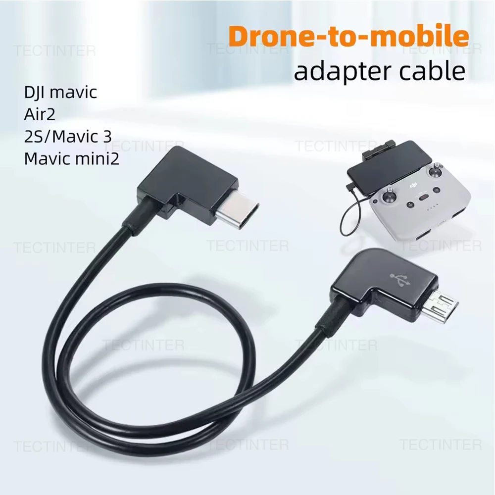 Cable de Datos OTG para Control Remoto de Drones DJI Mavic 2/Mini 3/3PRO/SE/Air/Spark, Conexión de Teléfono/Tablet, Micro USB a Tipo C