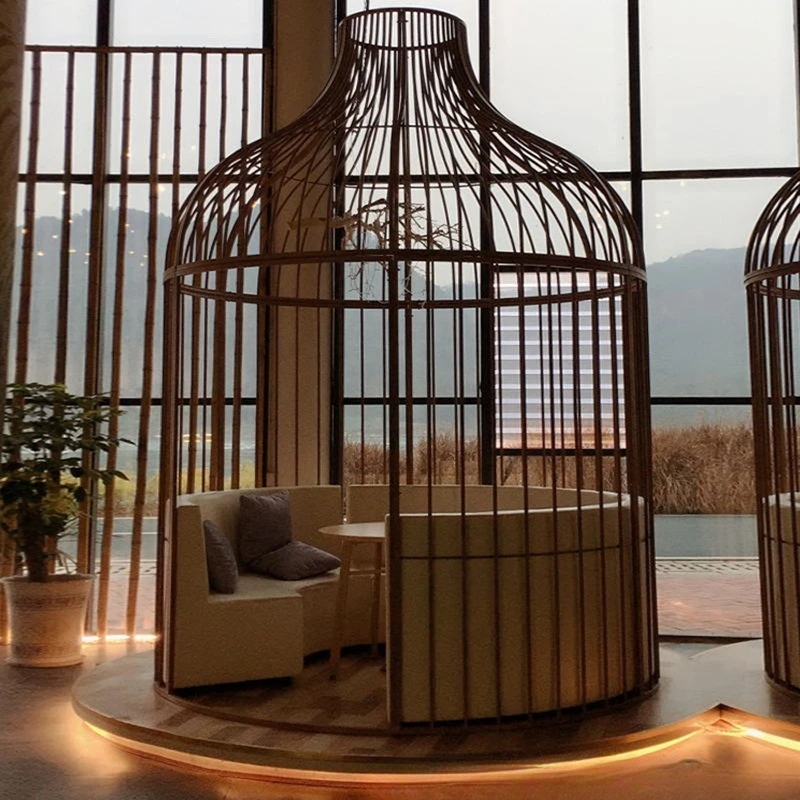 Wrought iron birdcage decoration king size decoration hot pot restaurant booth outdoor large sofa