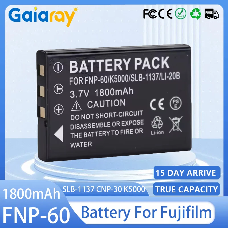 NP-60 FNP60 Camera Battery 1800mAH SLB-1137 CNP-30 K5000 Li-20B Rechargeable Battery for Fujifilm F50I F501 F401 F410 F601 F601Z