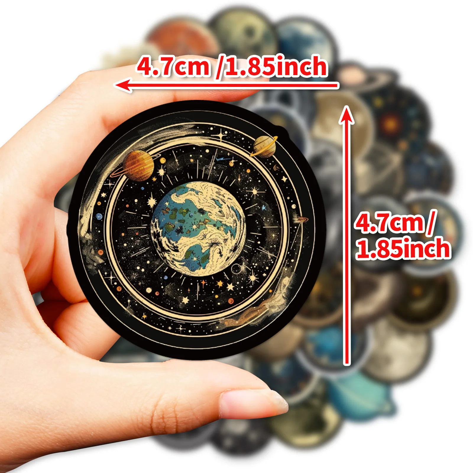 50pcs Retro Space Station Universe Starry Sky Cartoon Graffiti Stickers Phone Laptop Suitcase Water Bottles Waterproof Sticker