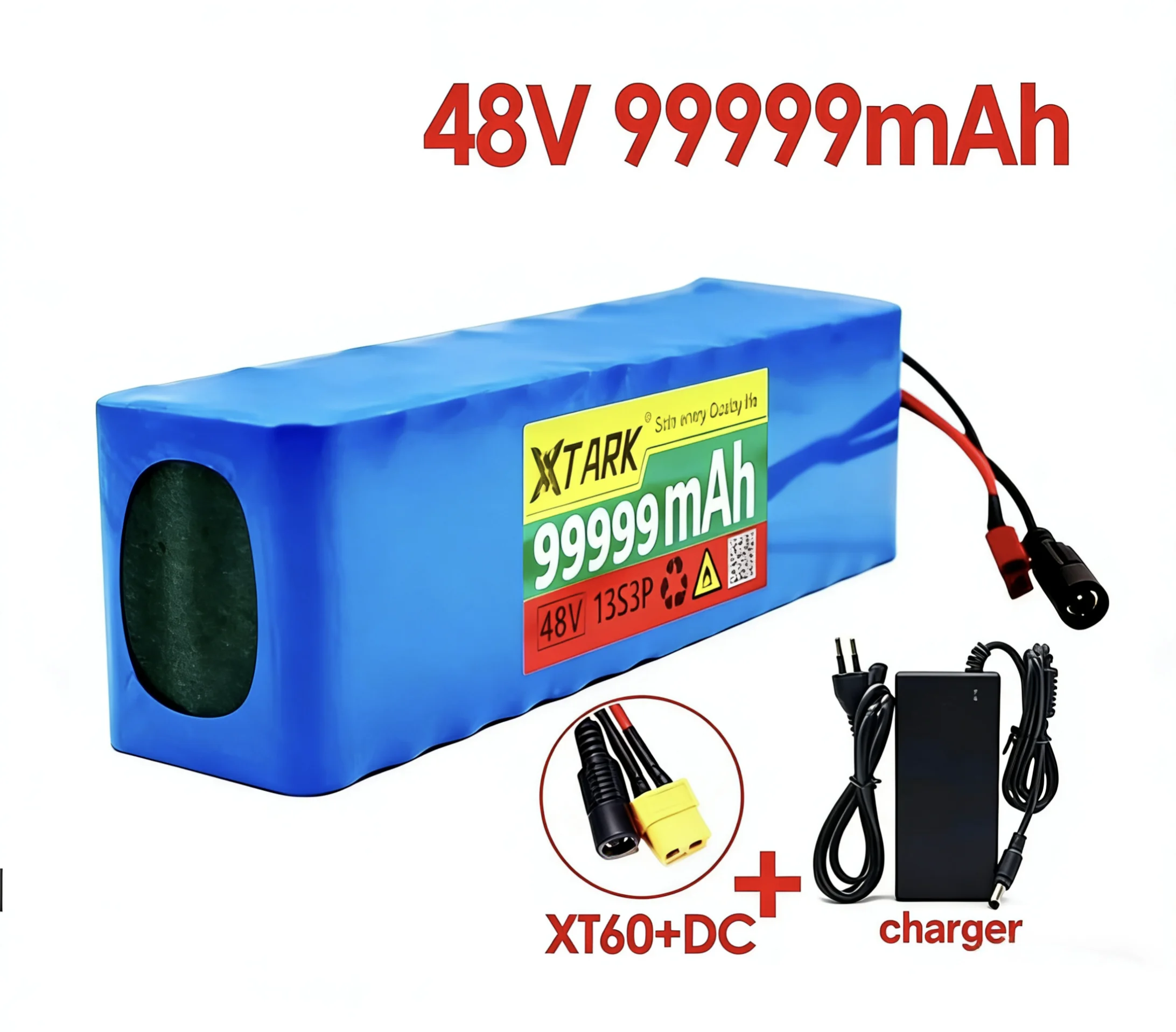 

Новый литий-ионный аккумулятор 48В 100000мАч 13S3P 54.6В с зарядным устройством и BMS для электровелосипедов, скутеров, мотоциклов и электроинструментов