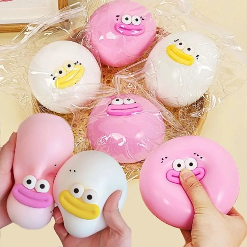 Niedliches Entengesicht, großäugiges, süßes, gedämpftes Dumpling-Squishy-Spielzeug, weich, zur Stresslinderung und zum Spielen für Kinder und Erwachsene, gegen Angstzustände und Zappeln